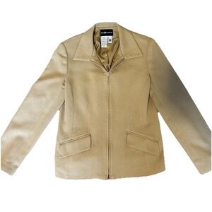 Vintage Sag Harbor 100% Wool Camel Zip-Front Trench Coat